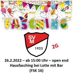 26. Februar Hausfasching und 27. Februar Familienfasching beim SVM
